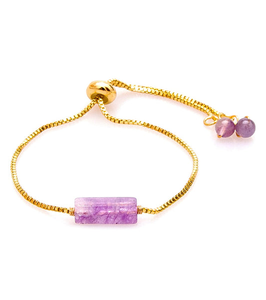Lotus and Luna Vitality Amethyst Stone of the Earth Bracelet Purple/Gold